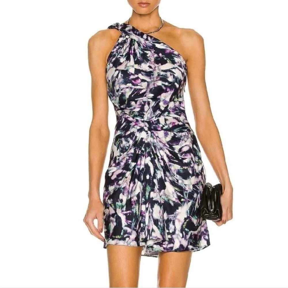 NWT! IRO Kevals Mini Dress One Shoulder or Halter in Navy Multicolor Size 4
